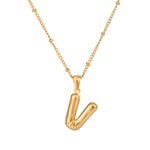 Gold color / 1 Piece Simple Casual Style Letter Shape V Stainless Steel  Gold Color Women's Pendant Necklace Picture22